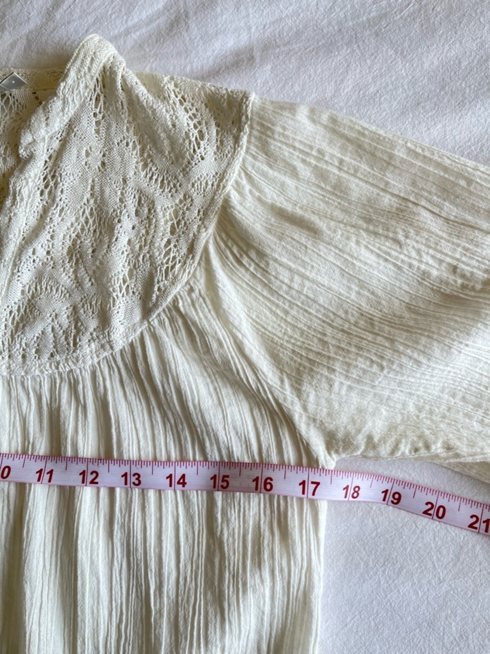 Ricki’s White Lace Boho Blouse Peasant Gauze Top Size 0 Cottagecore Romantic - Picture 3 of 16